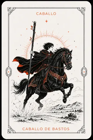 Caballo de Bastos del tarot
