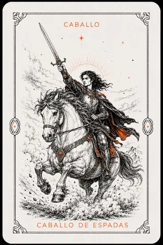 Caballo de Espadas del tarot