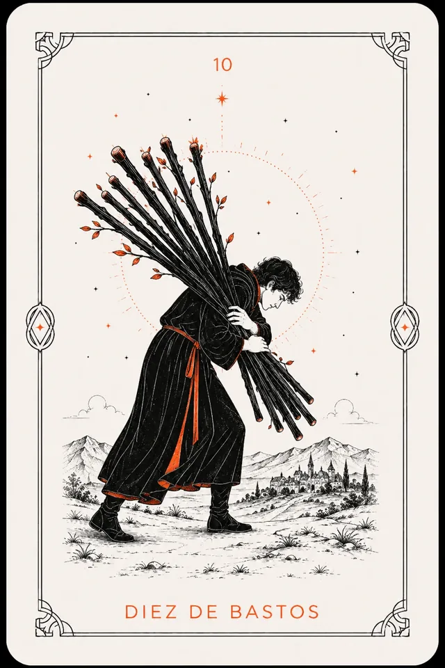 10 de Bastos del tarot