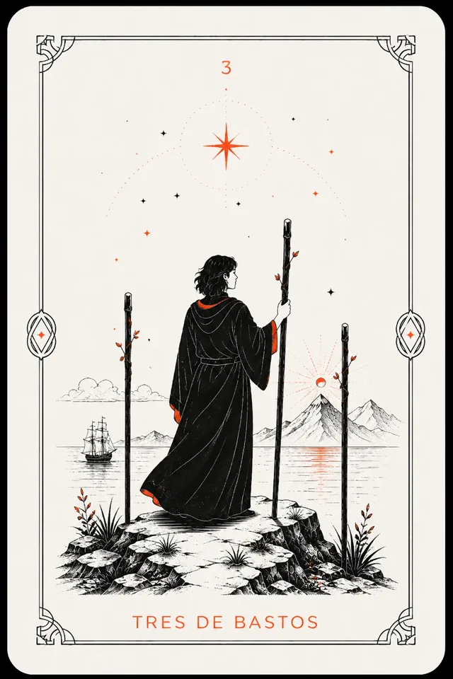 3 de Bastos del tarot