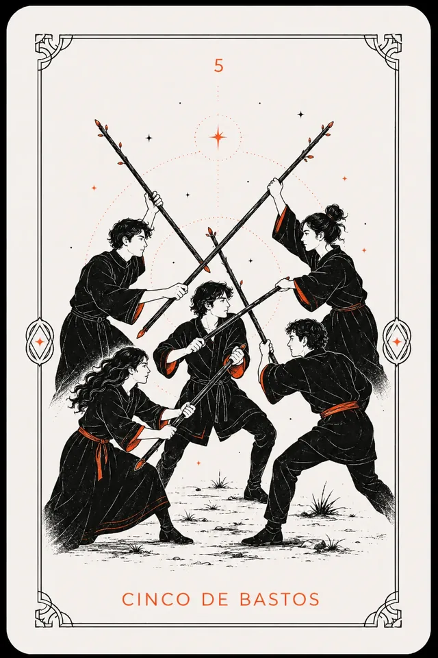5 de Bastos del tarot