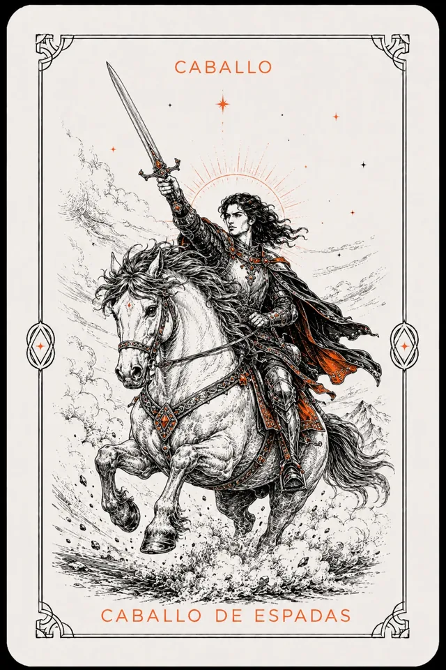 Caballo de Espadas del tarot