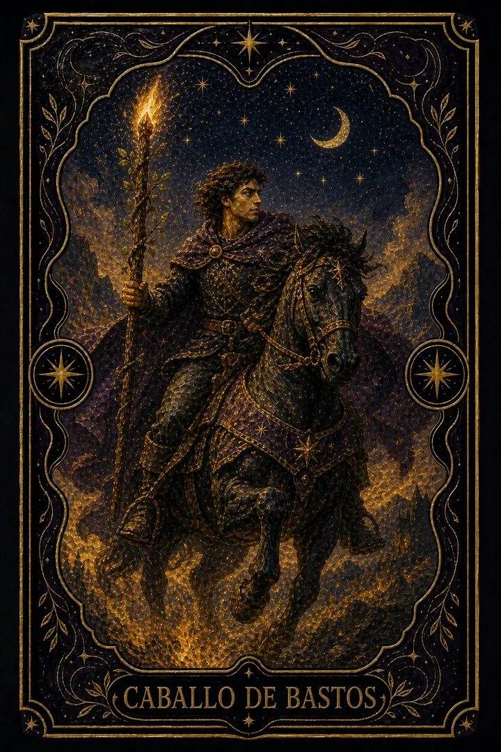 Caballo de Bastos del tarot