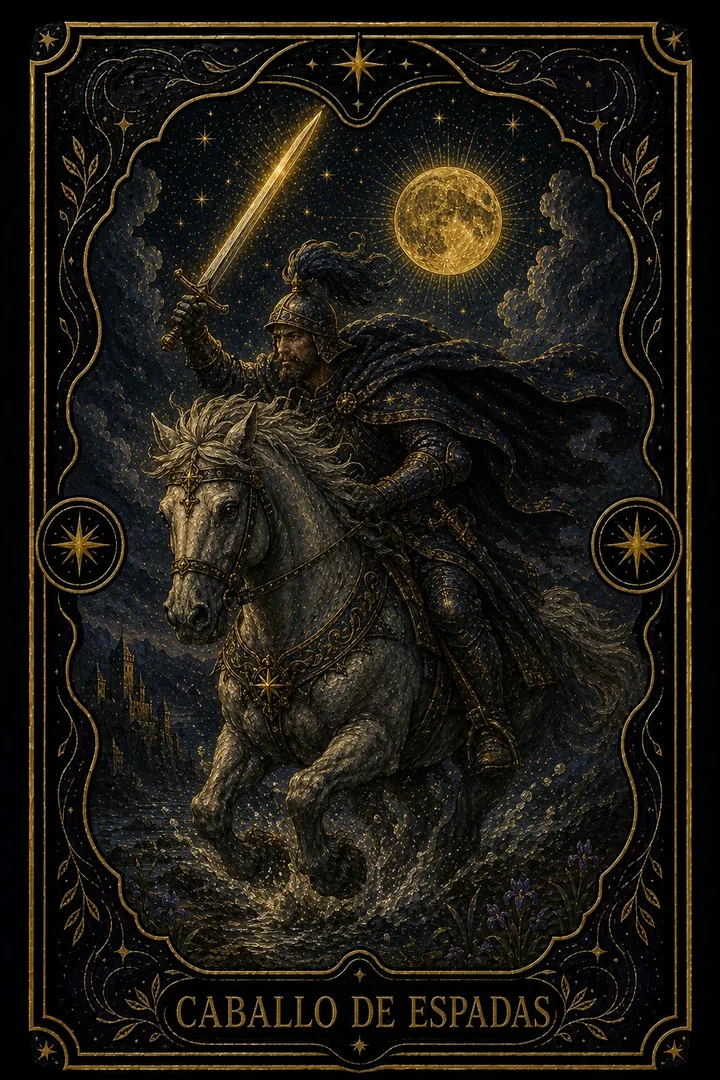 Caballo de Espadas del tarot